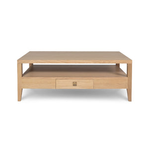 Hara Coffee Table in natural oak with drawer and brushed gold hardware | InSTYLE Home & Rugs