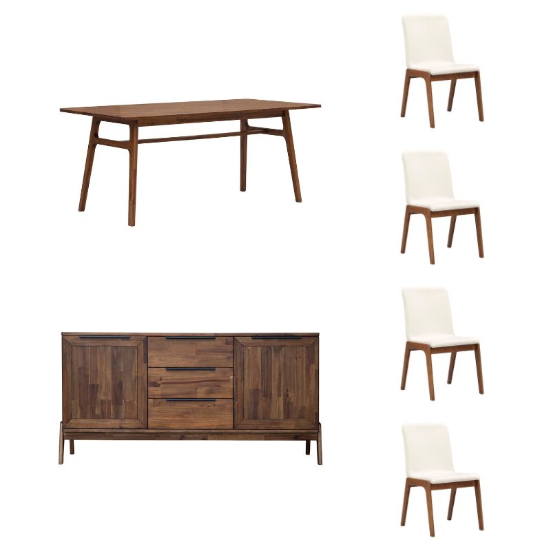 Remix Dining Table Set w/ Cream Chairs - elegant seating for dining areas | Image 1 | InSTYLE Home & Rugs