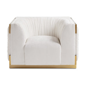 PALOMA Accent Chair GY-AC-8366ACR-BG Contessa Vanilla Fabric Brushed Gold Frame - perfect for creating cozy seating areas in your living space | Image 1 | InSTYLE Home & Rugs
