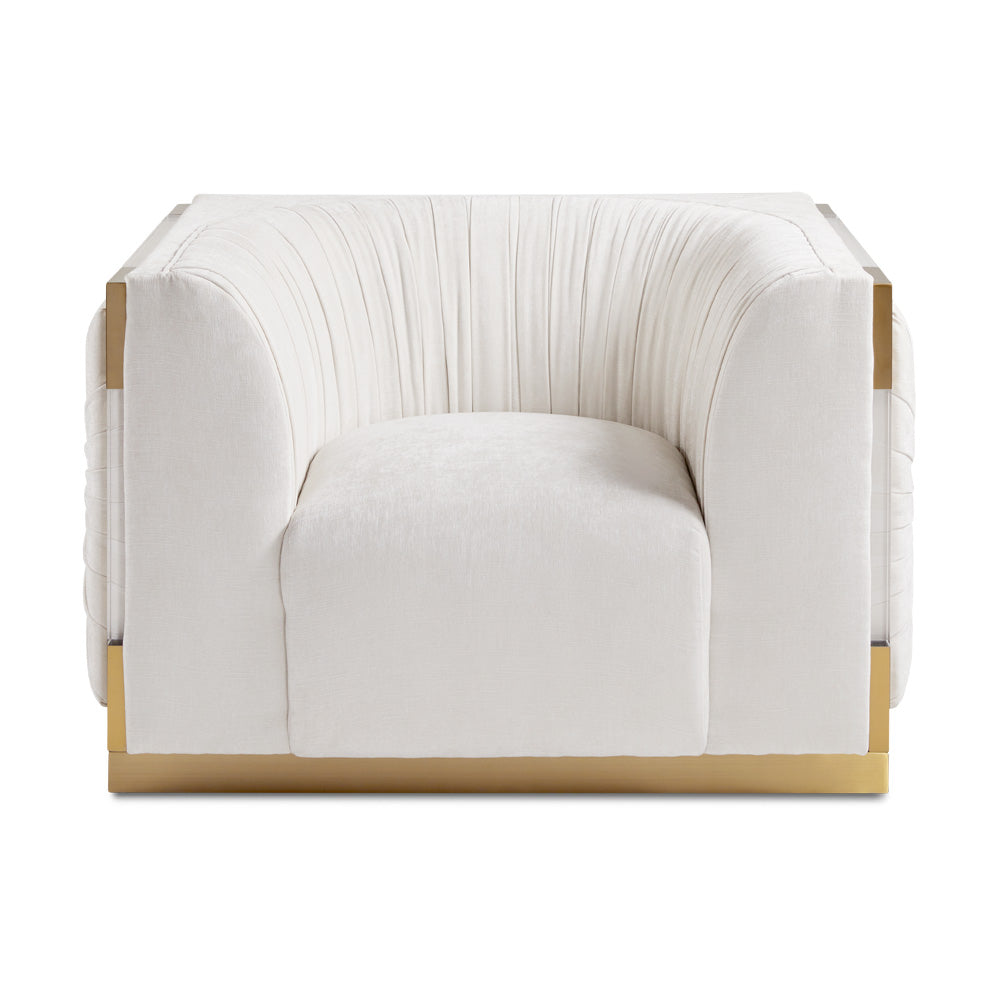 PALOMA Accent Chair GY-AC-8366ACR-BG Contessa Vanilla Fabric Brushed Gold Frame - perfect for creating cozy seating areas in your living space | Image 2 | InSTYLE Home & Rugs