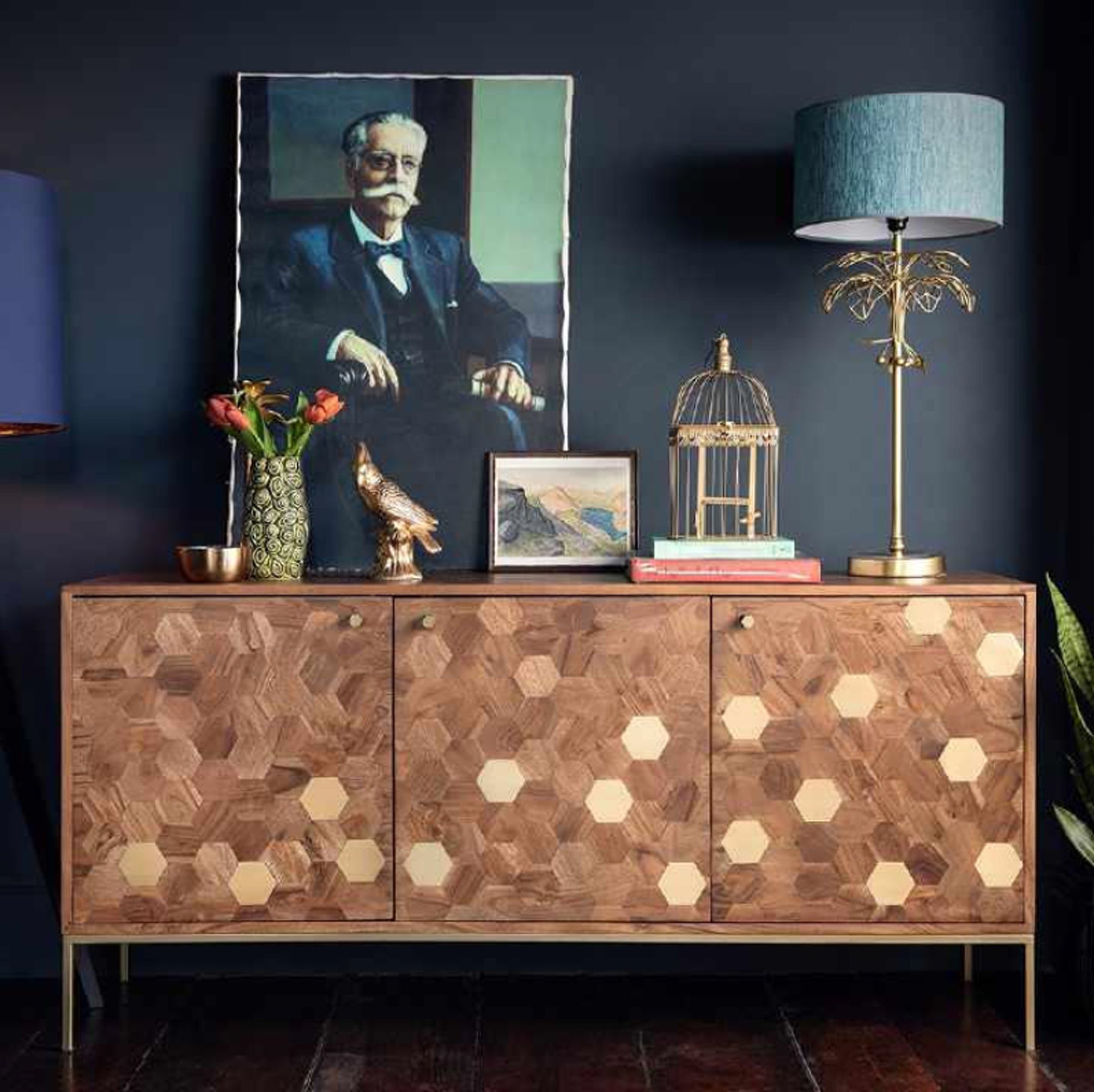 Kenzo Sideboard w/ Brass Hexagons - versatile sideboards cabinets for organized home storage | Image 2 | InSTYLE Home & Rugs
