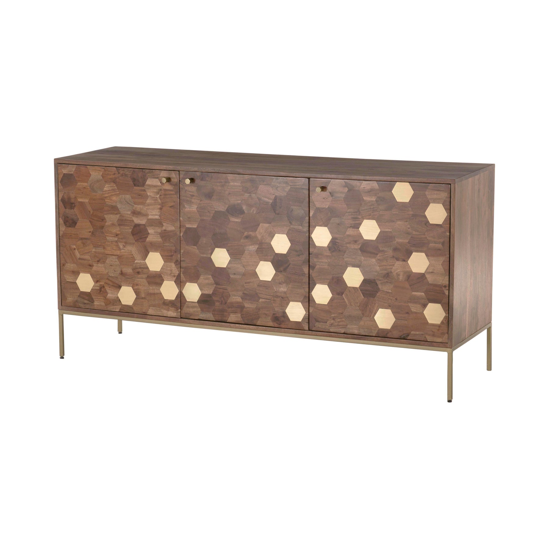 Kenzo Sideboard w/ Brass Hexagons - versatile sideboards cabinets for organized home storage | Image 1 | InSTYLE Home & Rugs