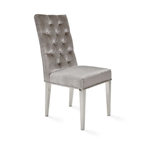 LESLIE Dining Chair GY-282 Grey Velvet w/ Steel Legs - elegant seating for dining areas | Image 1 | InSTYLE Home & Rugs