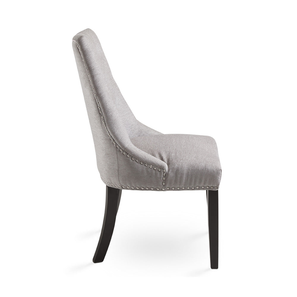 RIMZY Dining chair Tufted Ivory Linen w/ silver Hobnail - elegant seating for dining areas | Image 2 | InSTYLE Home & Rugs