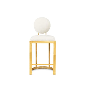 MILANA Counter Stool Morgan Ivory Polished Steel o laser cut | InSTYLE Home & Rugs