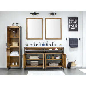 Irondale Vanity W61 in Solid Acacia Wood and Metal with White Basin - | Image 3 | InSTYLE Home & Rugs