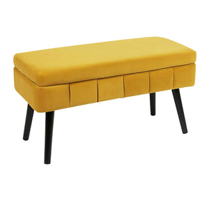 MARCELLA STORAGE BENCH GY-BEN-2023 Ochre yellow with black legs - perfect for entryways or patios | Image 2 | InSTYLE Home & Rugs