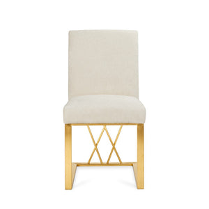 MARTINI Dining Chair GY-DC-8101G White Aspen PU Brushed GOLD Frame - comfortable dining experience | Image 1 | InSTYLE Home & Rugs