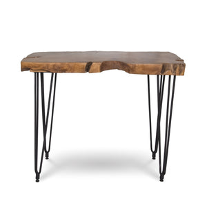 Natura Hairpin Console Table — Solid Teak with Hairpin Legs - live-edge solid teak console with mid-century hairpin legs | Image 1 | InSTYLE Home & Rugs