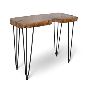 Natura Hairpin Console Table — Solid Teak with Hairpin Legs - live-edge solid teak console with mid-century hairpin legs | Image 15 | InSTYLE Home & Rugs