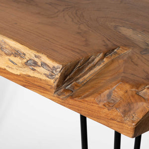 Natura Hairpin Console Table — Solid Teak with Hairpin Legs - live-edge solid teak console with mid-century hairpin legs | Image 9 | InSTYLE Home & Rugs