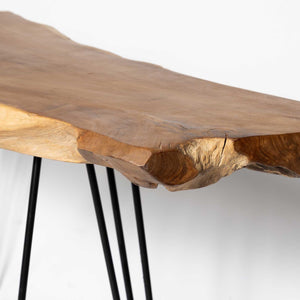 Natura Hairpin Console Table — Solid Teak with Hairpin Legs - live-edge solid teak console with mid-century hairpin legs | Image 12 | InSTYLE Home & Rugs