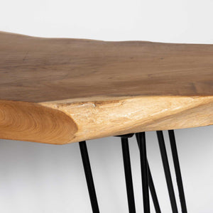 Natura Hairpin Console Table — Solid Teak with Hairpin Legs - live-edge solid teak console with mid-century hairpin legs | Image 14 | InSTYLE Home & Rugs