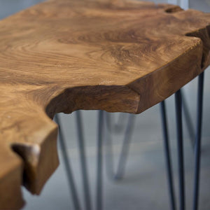 Natura Hairpin Console Table — Solid Teak with Hairpin Legs - live-edge solid teak console with mid-century hairpin legs | Image 8 | InSTYLE Home & Rugs