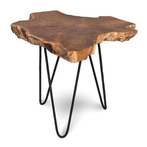Natura Hairpin Nesting Table — Live-Edge Teak with Hairpin Legs - live-edge teak nesting tables with metal hairpin legs | Image 2 | InSTYLE Home & Rugs