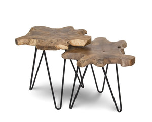 Natura Hairpin Nesting Table — Live-Edge Teak with Hairpin Legs - live-edge teak nesting tables with metal hairpin legs | Image 19 | InSTYLE Home & Rugs