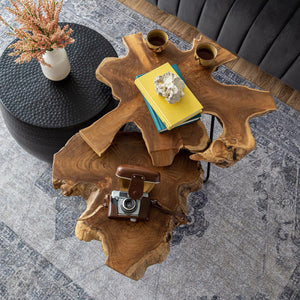 Natura Hairpin Nesting Table — Live-Edge Teak with Hairpin Legs - live-edge teak nesting tables with metal hairpin legs | Image 5 | InSTYLE Home & Rugs