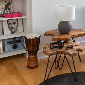 Natura Hairpin Nesting Table — Live-Edge Teak with Hairpin Legs - live-edge teak nesting tables with metal hairpin legs | Image 6 | InSTYLE Home & Rugs