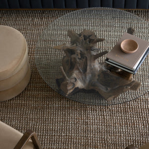 Natura Round Root Coffee Table — Teak Root with Glass Top - upcycled teak-root coffee table with a tempered glass top | Image 9 | InSTYLE Home & Rugs