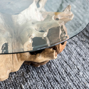 Natura Round Root Coffee Table — Teak Root with Glass Top - upcycled teak-root coffee table with a tempered glass top | Image 10 | InSTYLE Home & Rugs