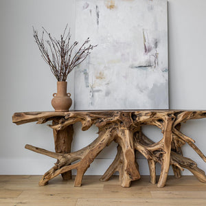Natura Bebas Console — Live-Edge Solid Teak Root Console - live-edge teak-root console table, one of a kind | Image 5 | InSTYLE Home & Rugs