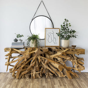 Natura Bebas Console — Live-Edge Solid Teak Root Console - live-edge teak-root console table, one of a kind | Image 3 | InSTYLE Home & Rugs