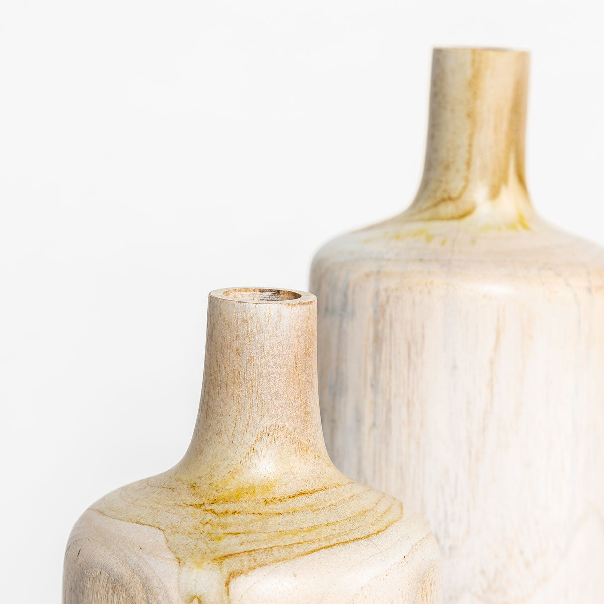 Natura Prado set of two white-wash solid teak vases | InSTYLE Home & Rugs