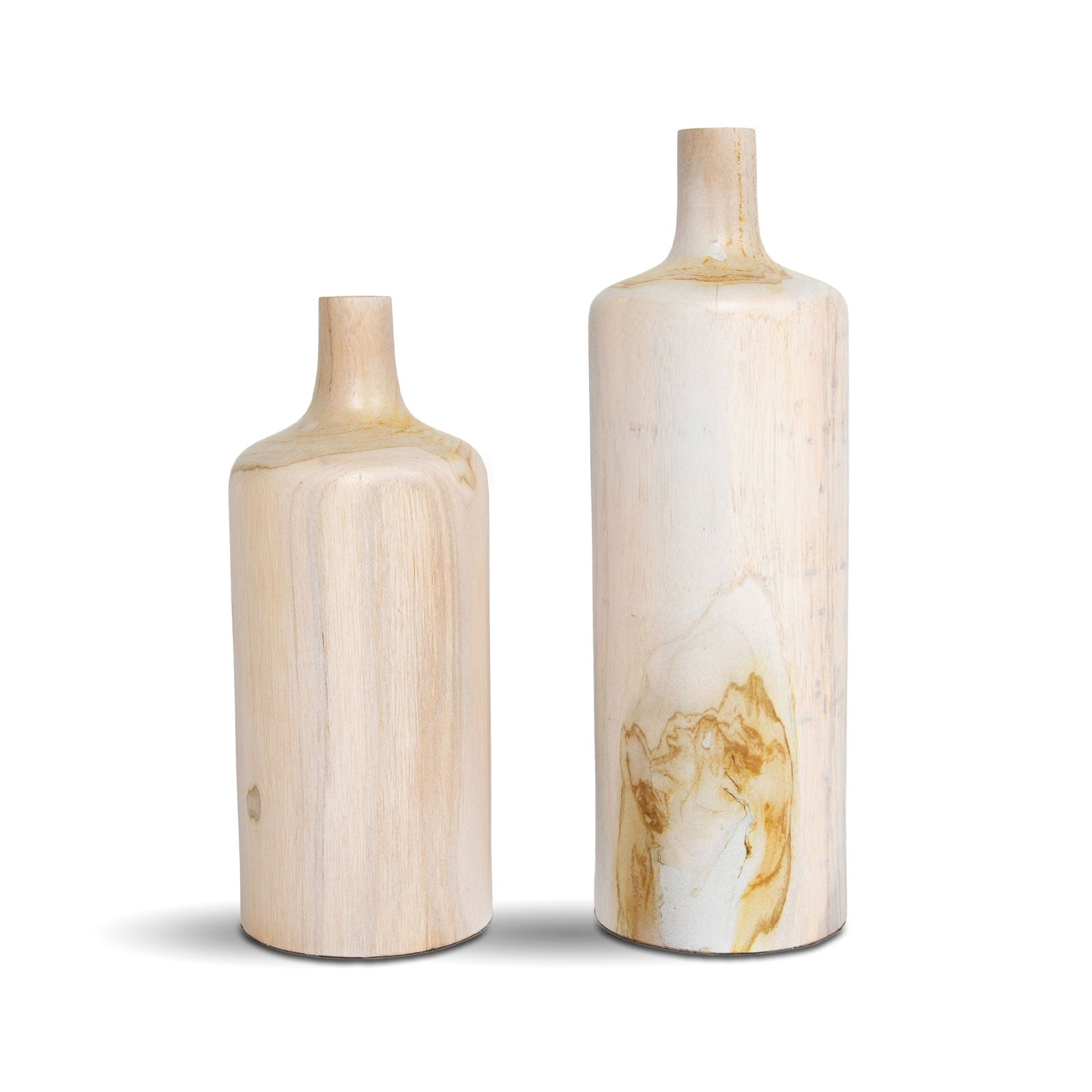 Natura Prado set of two white-wash solid teak vases | InSTYLE Home & Rugs