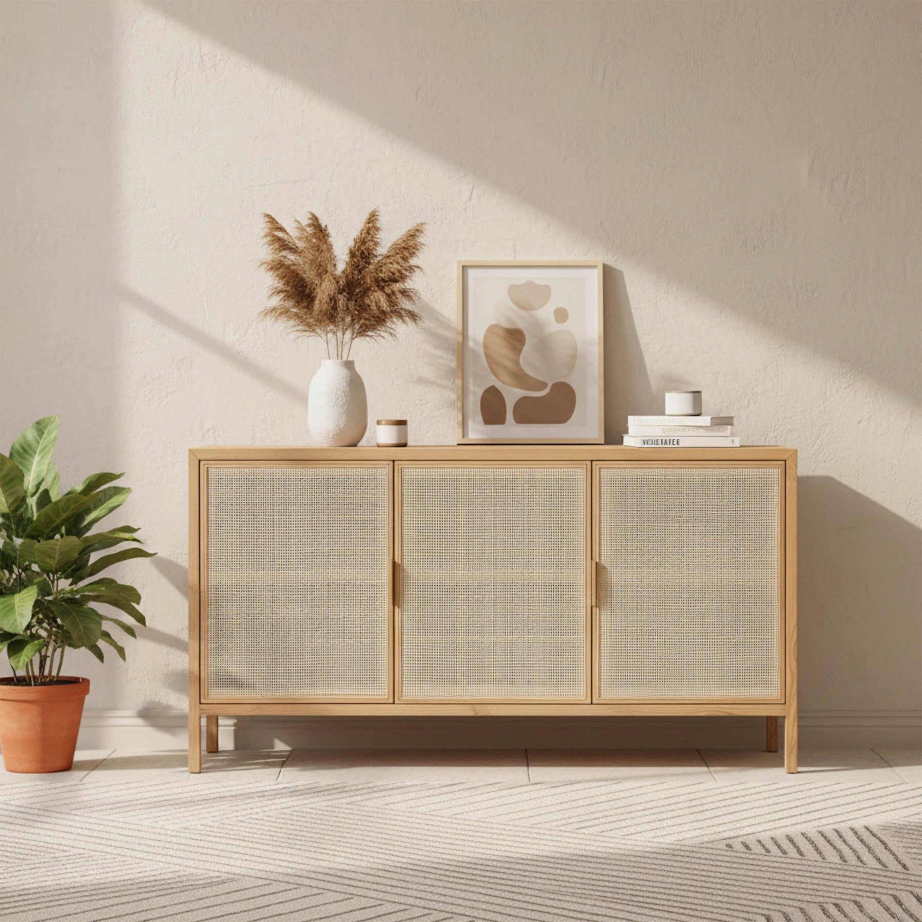 Rattan 3 Door Sideboard - elegant sideboard with style | Image 2 | InSTYLE Home & Rugs