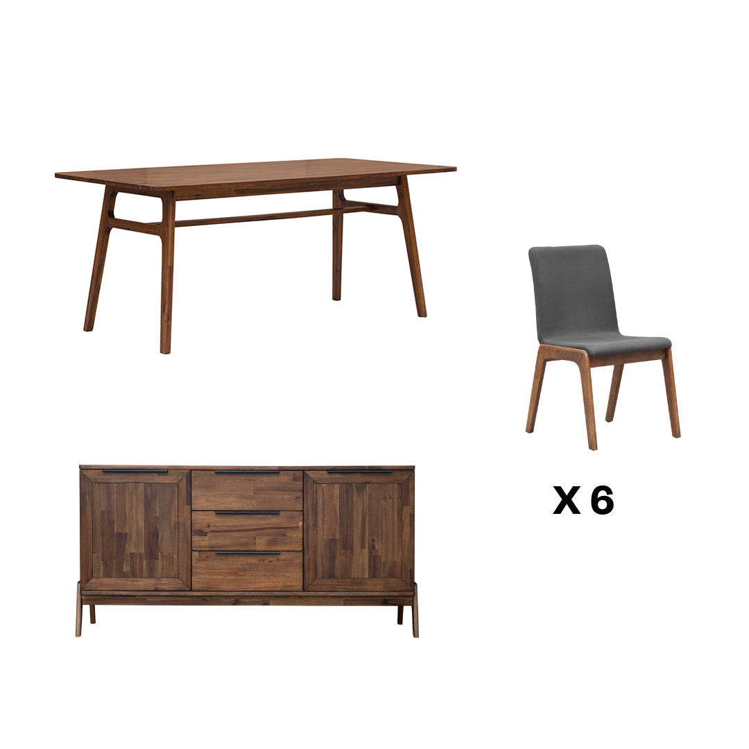 Remix Dining Set 6 Grey - comfortable dining experience | Image 1 | InSTYLE Home & Rugs