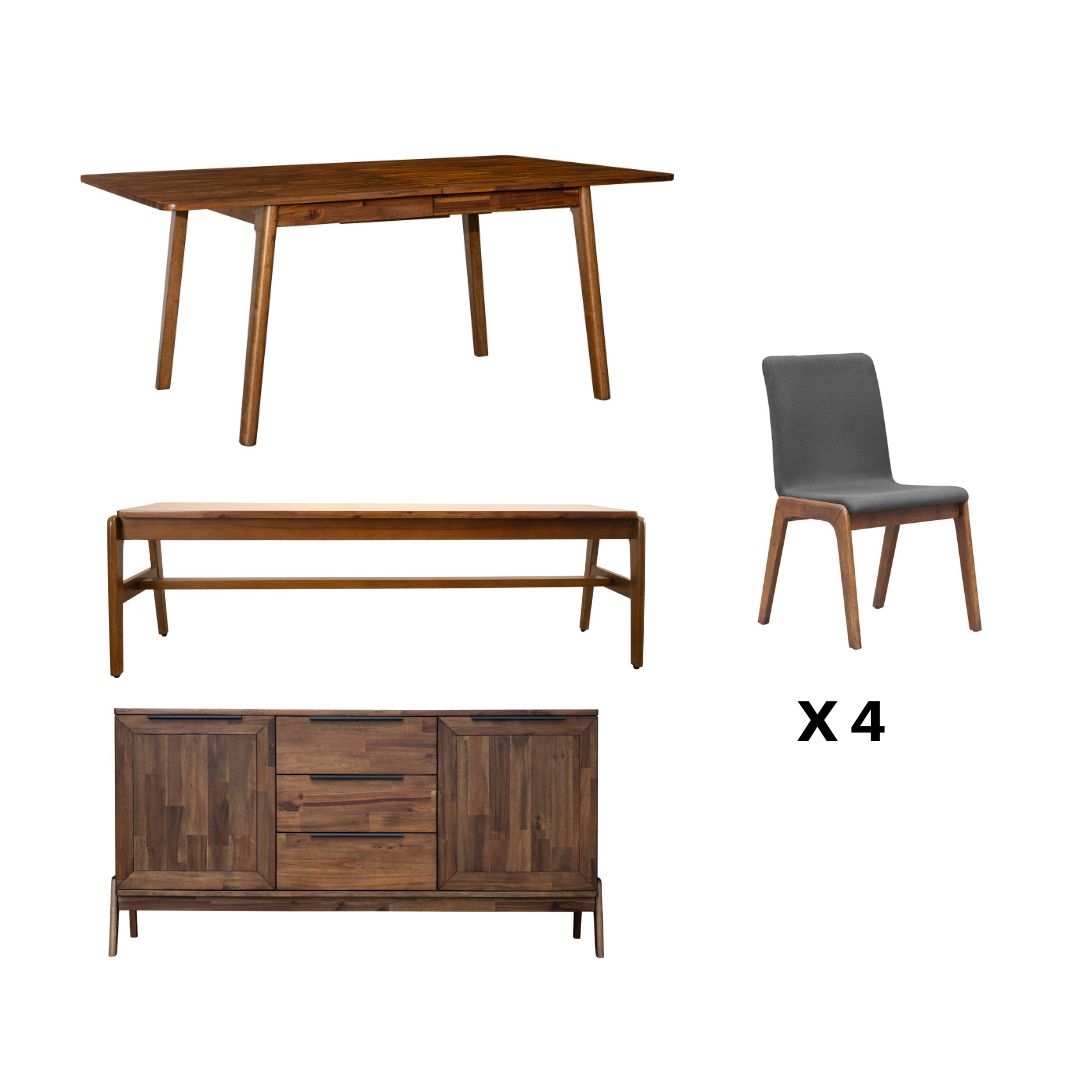 Remix Extension Table Set 4 Grey - sleek design for modern homes | Image 1 | InSTYLE Home & Rugs