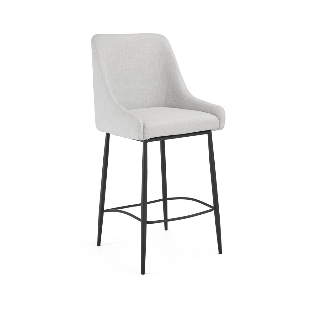 VICTORIA COUNTER STOOL GY-COU-Z020 Light grey linen fabric Black Legs - stylish bar stool for home bars or kitchen counters | Image 2 | InSTYLE Home & Rugs