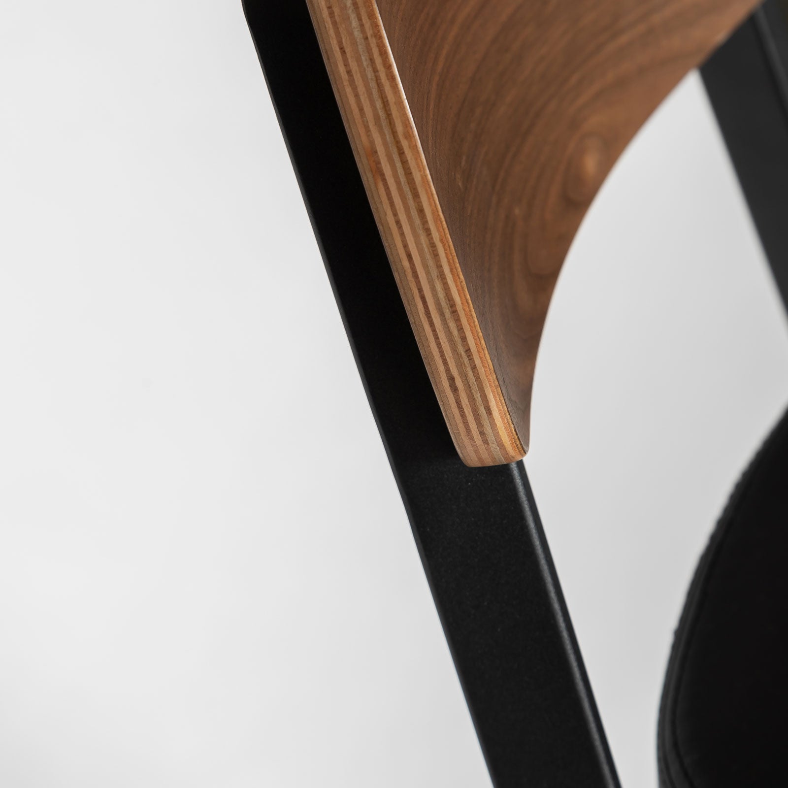 Tate Counter Stool — Walnut Veneer Seat with Steel Frame - walnut-veneer counter stool with a powder-coated steel frame | Image 2 | InSTYLE Home & Rugs