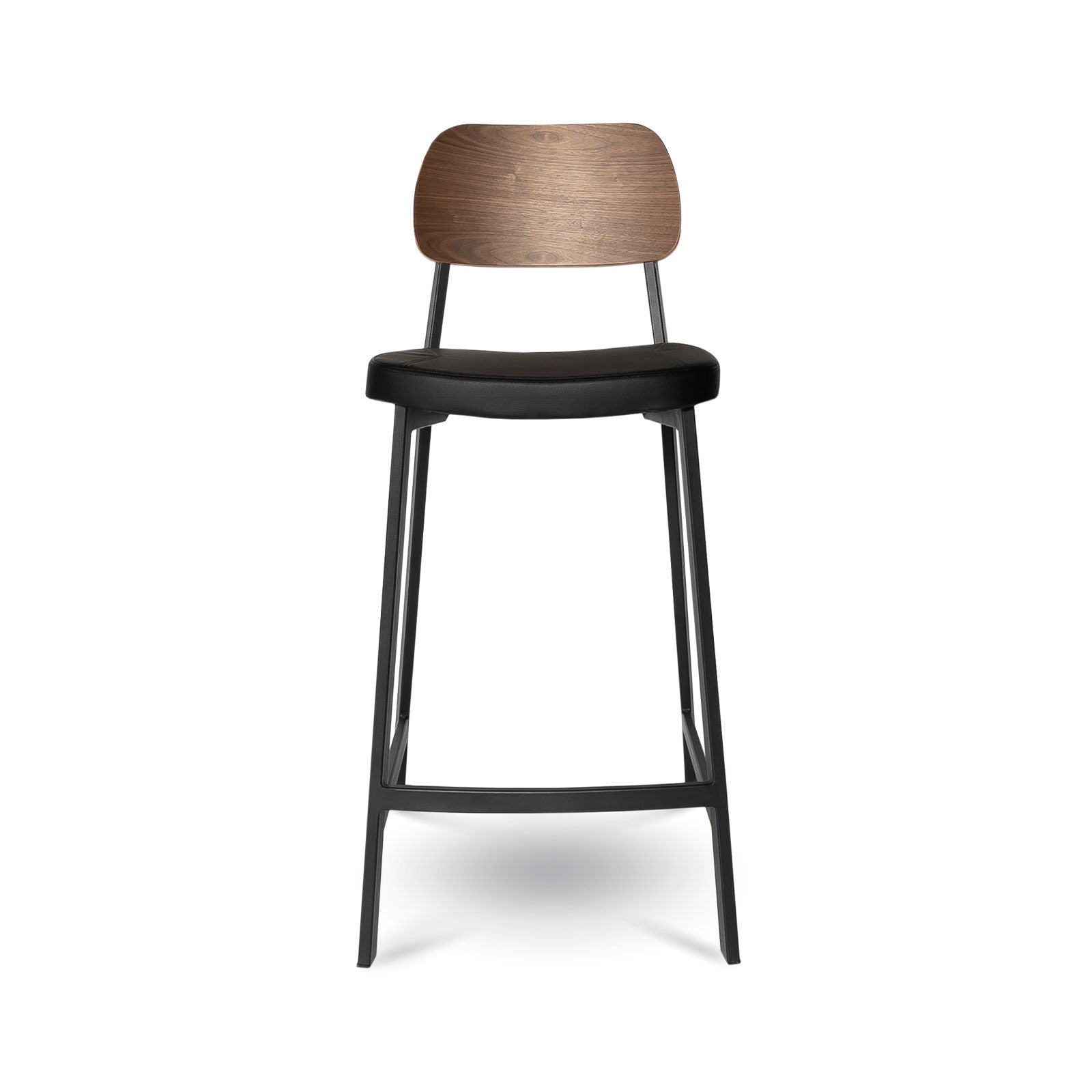 Tate Counter Stool — Walnut Veneer Seat with Steel Frame - walnut-veneer counter stool with a powder-coated steel frame | Image 1 | InSTYLE Home & Rugs
