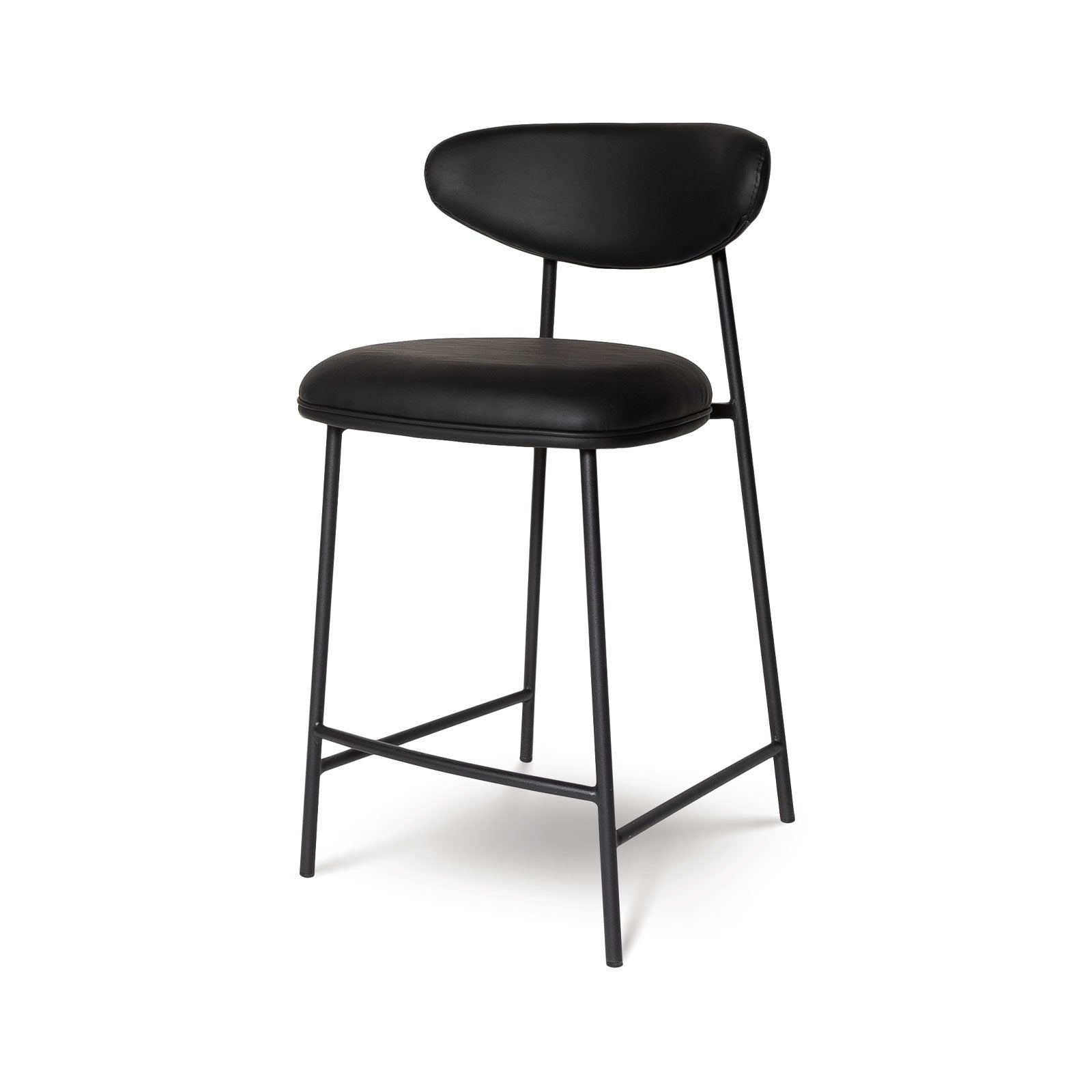 Thompson Counter Stool — Black PU with Powder-Coated Steel Frame - black pu counter stool with a powder-coated steel frame | Image 1 | InSTYLE Home & Rugs
