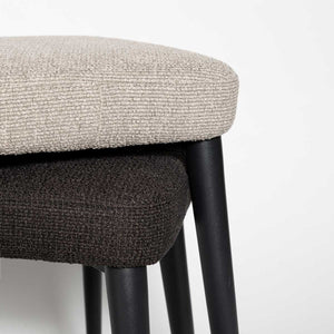 Tommy Stool — Charcoal Upholstered Stool with Black Steel Frame - charcoal upholstered stool on a black powder-coated steel frame | Image 6 | InSTYLE Home & Rugs