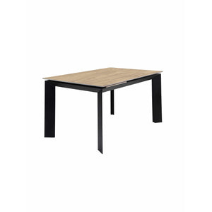 Track Extension Dining Table in walnut veneer with black steel legs | InSTYLE Home & Rugs