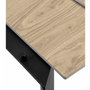 Track Extension Dining Table in walnut veneer with black steel legs | InSTYLE Home & Rugs
