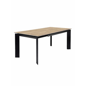 Track Extension Dining Table in walnut veneer with black steel legs | InSTYLE Home & Rugs