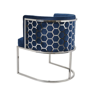 CHAMBERLAIN Chair BLUE Velvet + Polished Steel frame - modern blue dining chair | Image 2 | InSTYLE Home & Rugs