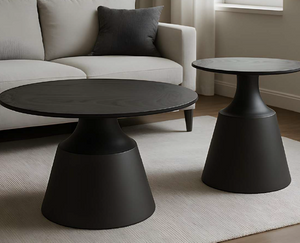 Hurtley nesting tables (set of 2) GY-NEST-23U Black Ash Wood Veneer - accent tables for living rooms | Image 2 | InSTYLE Home & Rugs