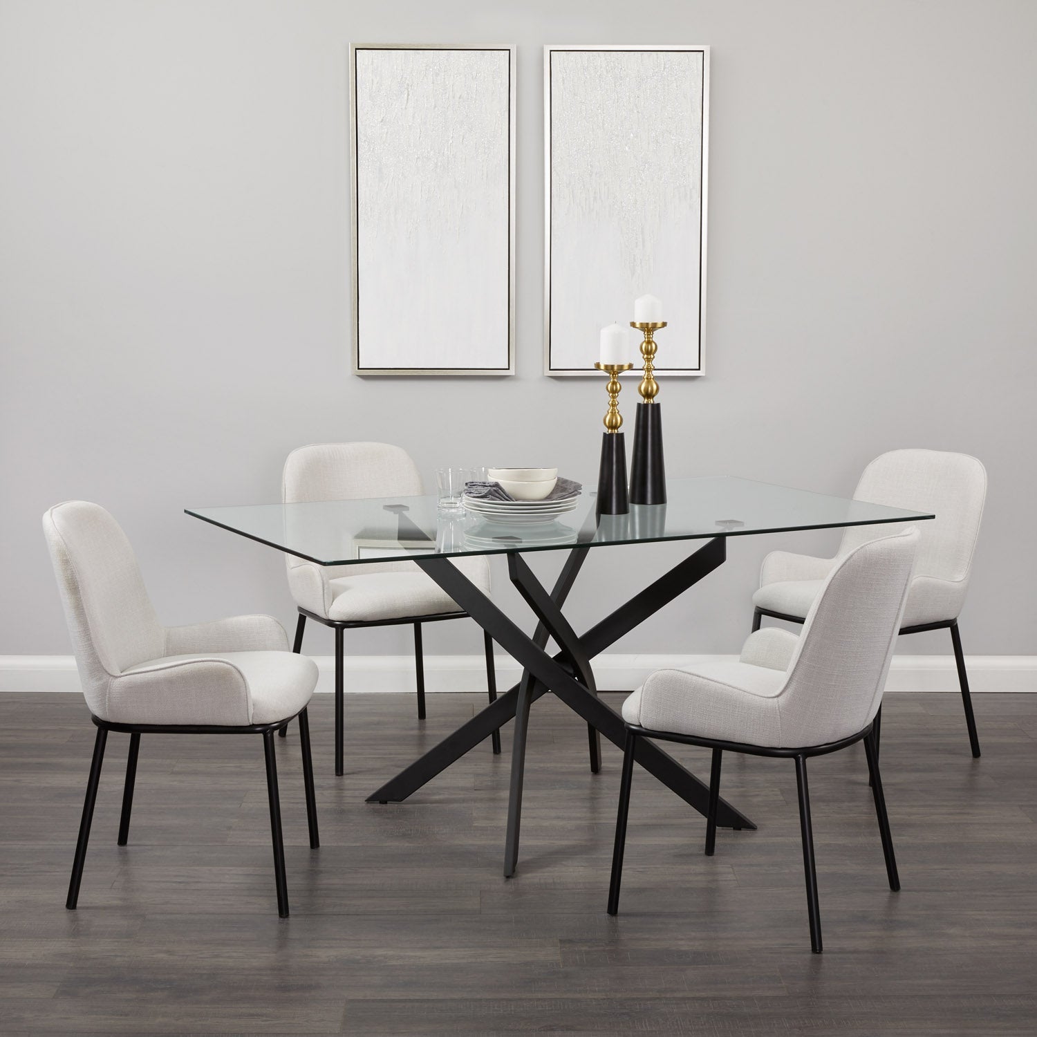 Bennett Dining chair GY- DC-2943 Light Grey Linen black matt metal legs - elegant seating for dining areas | Image 1 | InSTYLE Home & Rugs