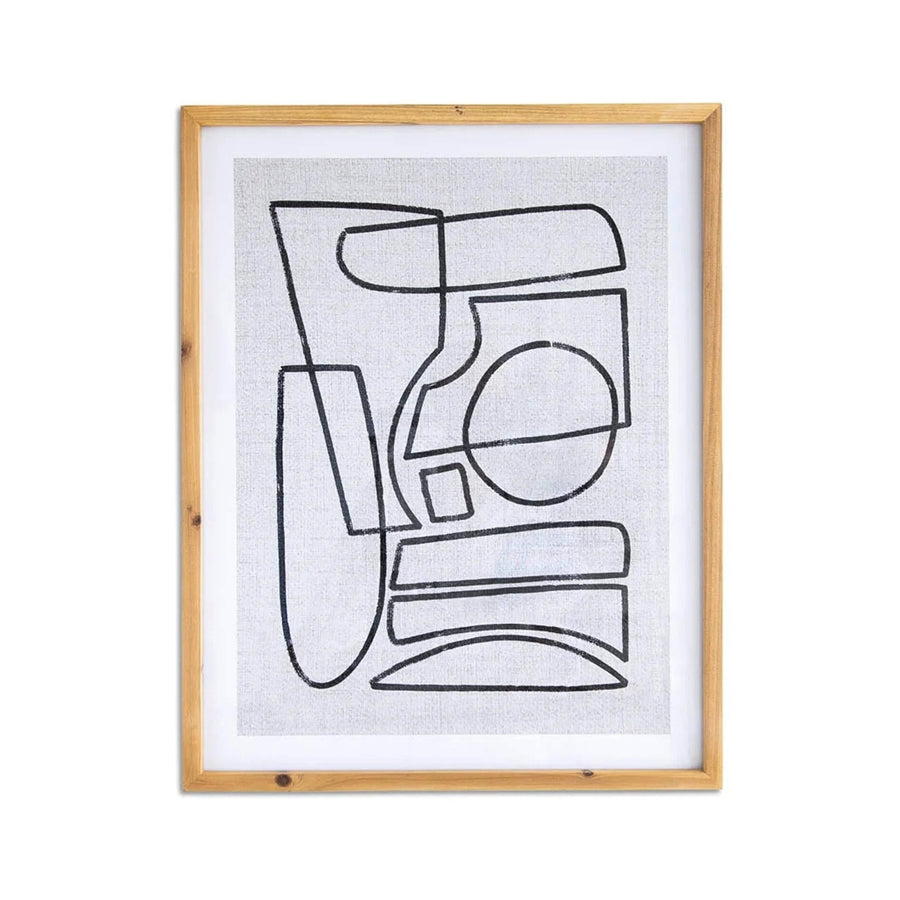 Abstract A framed line art in a glass and wood frame | InSTYLE Home & Rugs