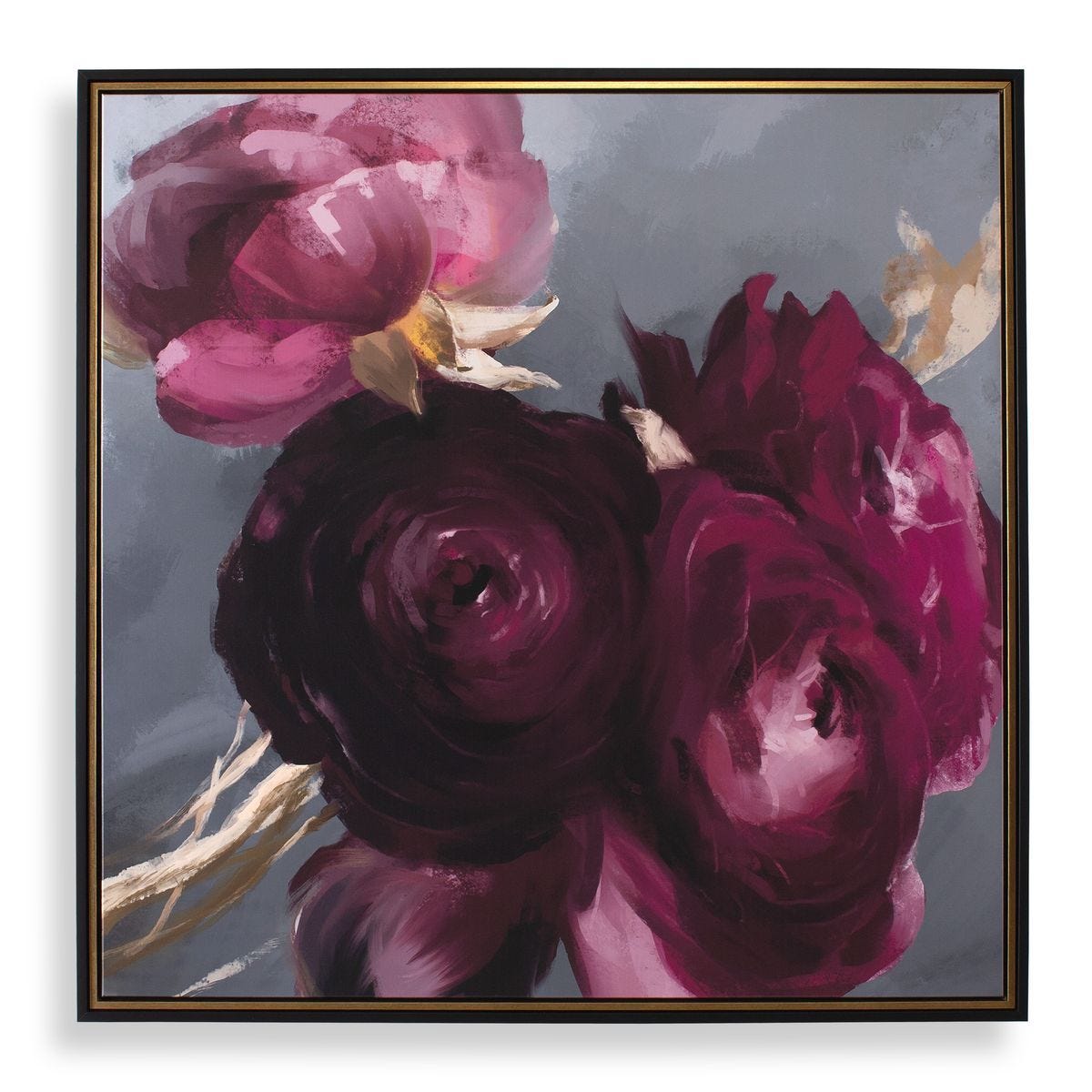 Plum Ranculus Framed Canvas - timeless artwork that brings character to any space | Image 1 | InSTYLE Home & Rugs