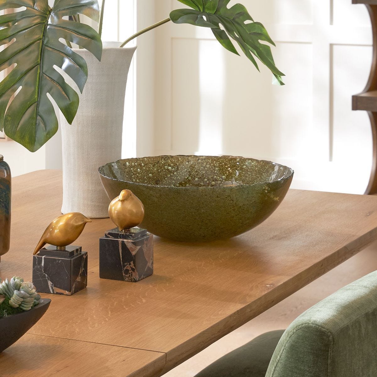 Veridian Shimmer Bowl - elegant decorative bowl for a unique centerpiece in any room | Image 1 | InSTYLE Home & Rugs