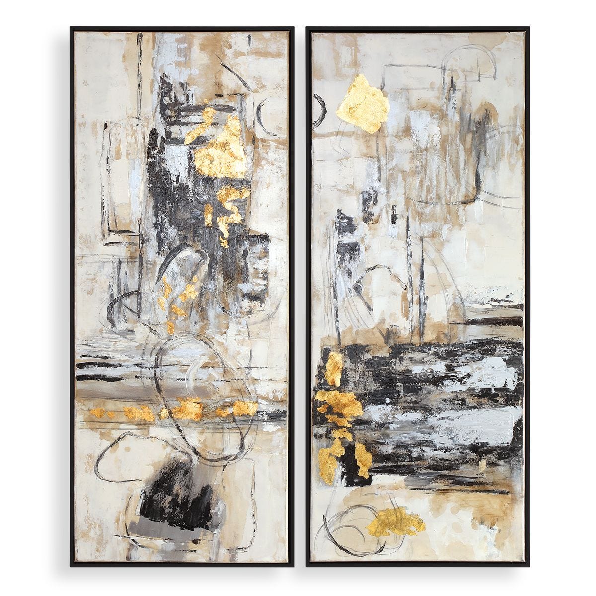 Life Scenes Hand Painted Canvases, S/2 - bold and creative art for unique interior décor | Image 1 | InSTYLE Home & Rugs