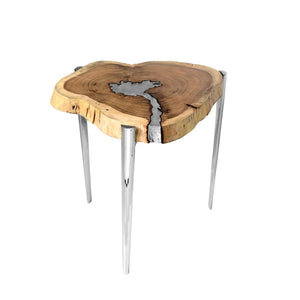 AKIS Side Table XC-4255B Natural Wood w/ Aluminum fill - perfect for holding drinks, lamps, and other essentials | Image 1 | InSTYLE Home & Rugs