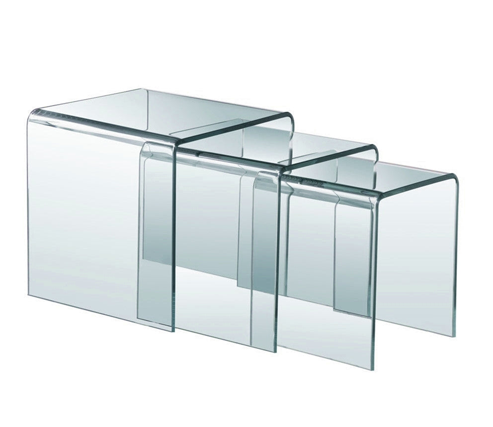 BENT GLASS Nesting Table GY-S0SET-12B Clear - sleek design for modern homes | Image 1 | InSTYLE Home & Rugs
