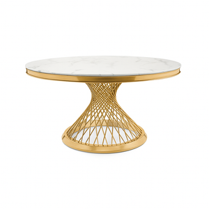 Bailey Brushed Gold Dining Table - perfect for family meals | Image 2 | InSTYLE Home & Rugs