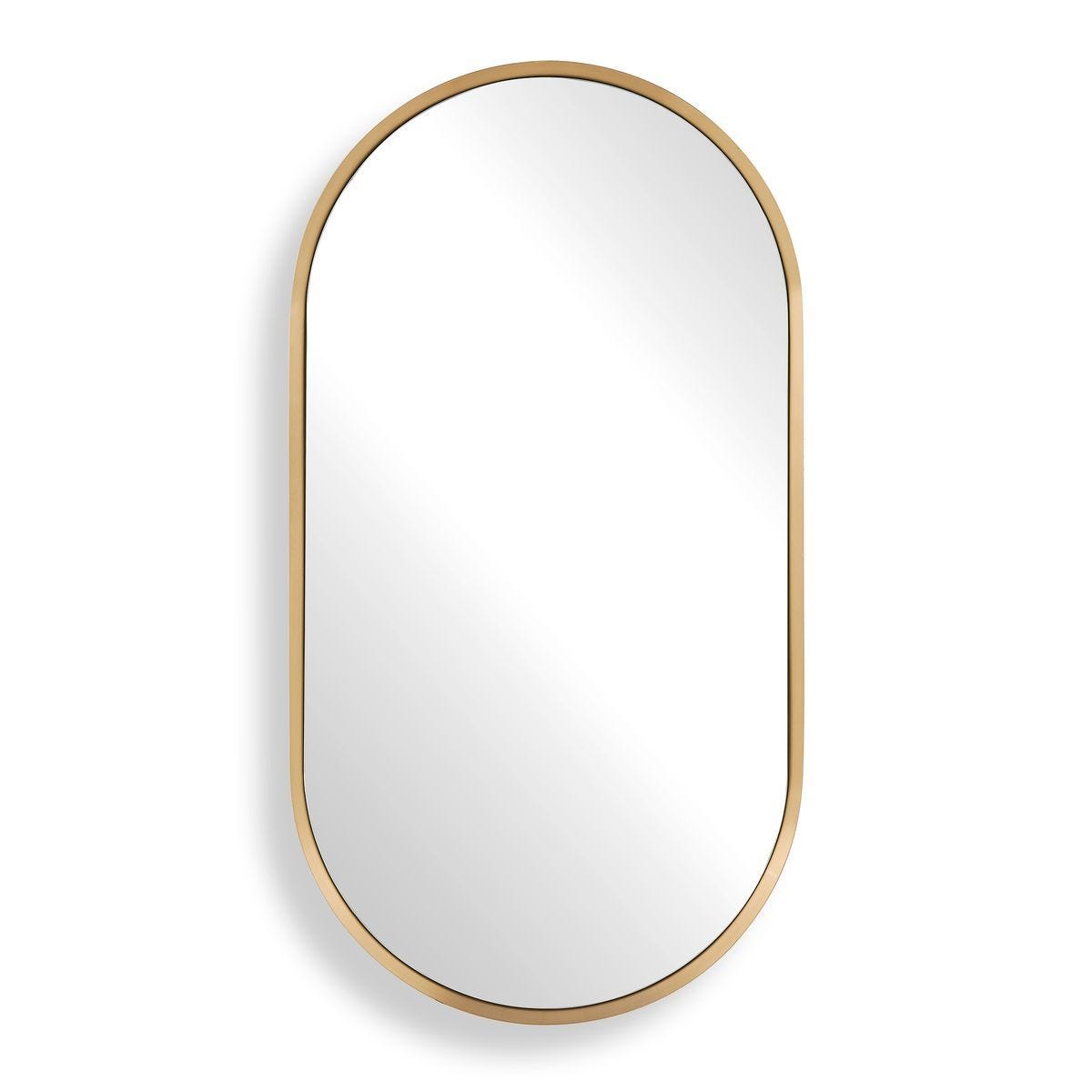 Torrado Oval Mirror, Brass - modern mirror with sleek design for contemporary interiors | Image 1 | InSTYLE Home & Rugs